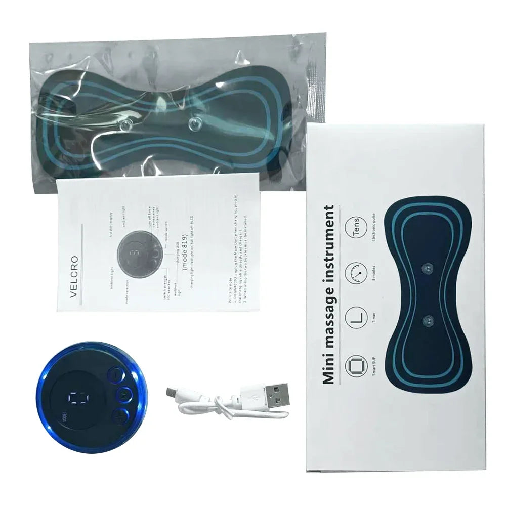 Mini electric neck massager with portable design, USB charging, deep tissue stimulation, heat function, and 15-minute auto timer for travel and daily use.