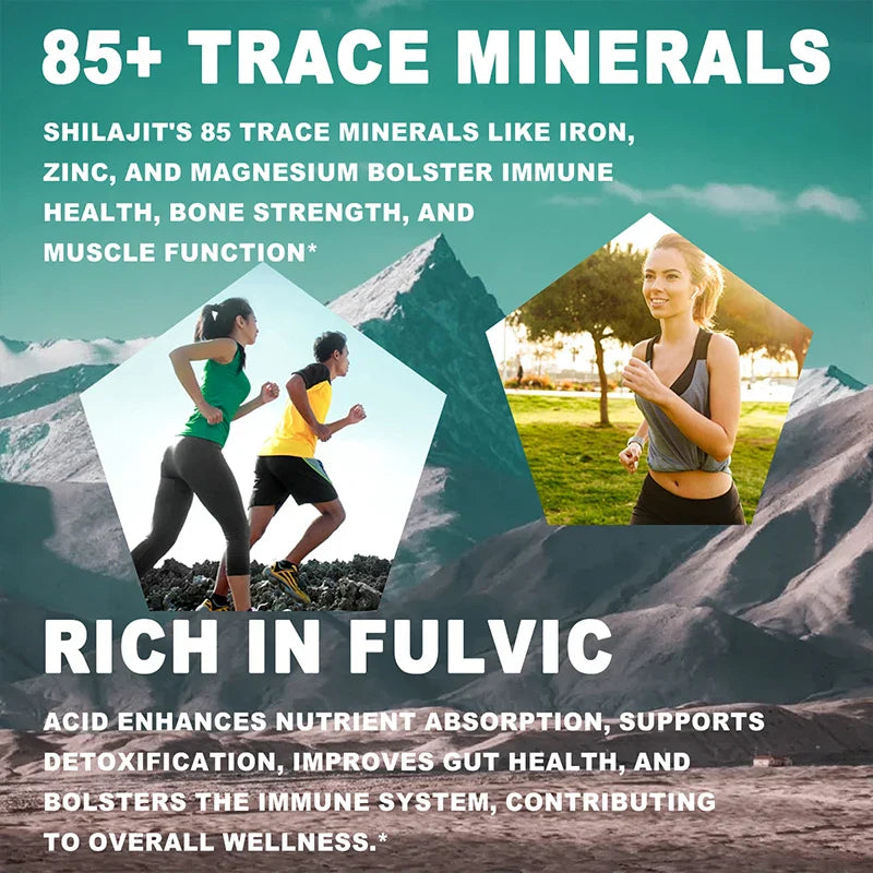 Shilajit natural resin rich in 85+ trace minerals and fulvic acid for brain, immune, and energy support