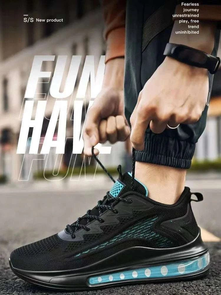 Breathable unisex sneaker with vulcanized rubber sole, lightweight mesh upper, cushioned insole, and secure lace-up fit perfect for walking, running, and everyday wear