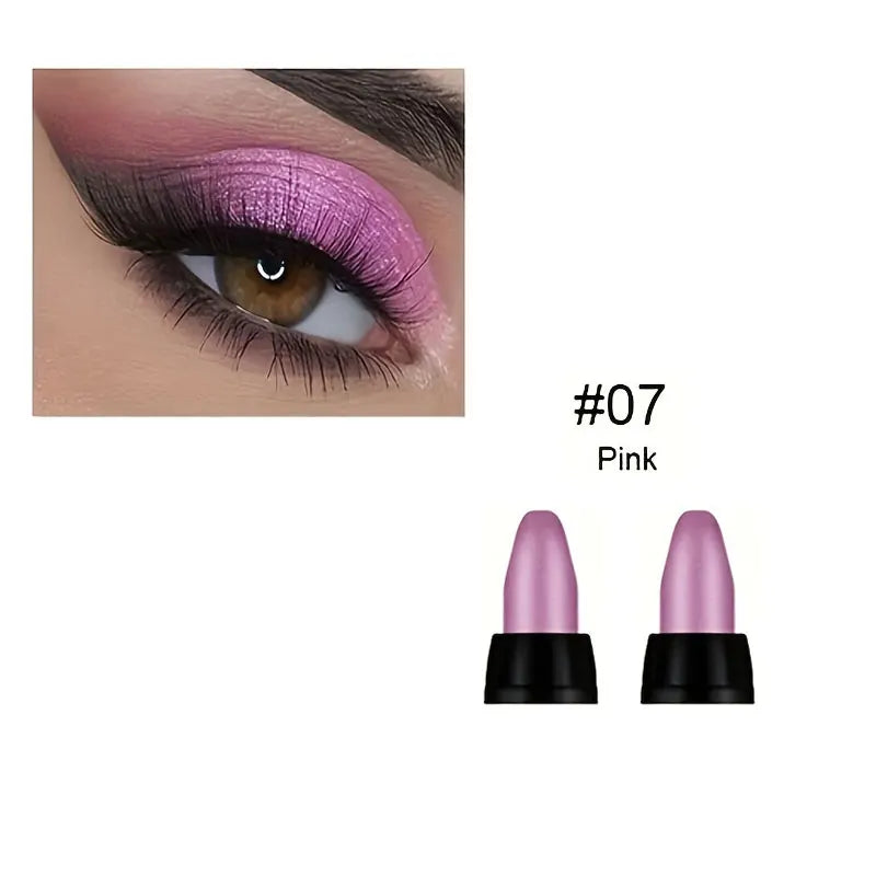 Close-up of eye makeup with pearlescent pink glitter eyeliner from 16-color pearlescent glitter eyeliner set, shade #07 Pink