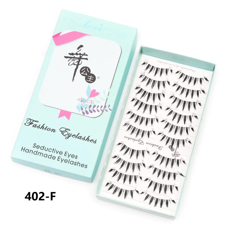 10 pairs of natural manga full strip lashes in a light blue box for bold, anime-inspired eye looks