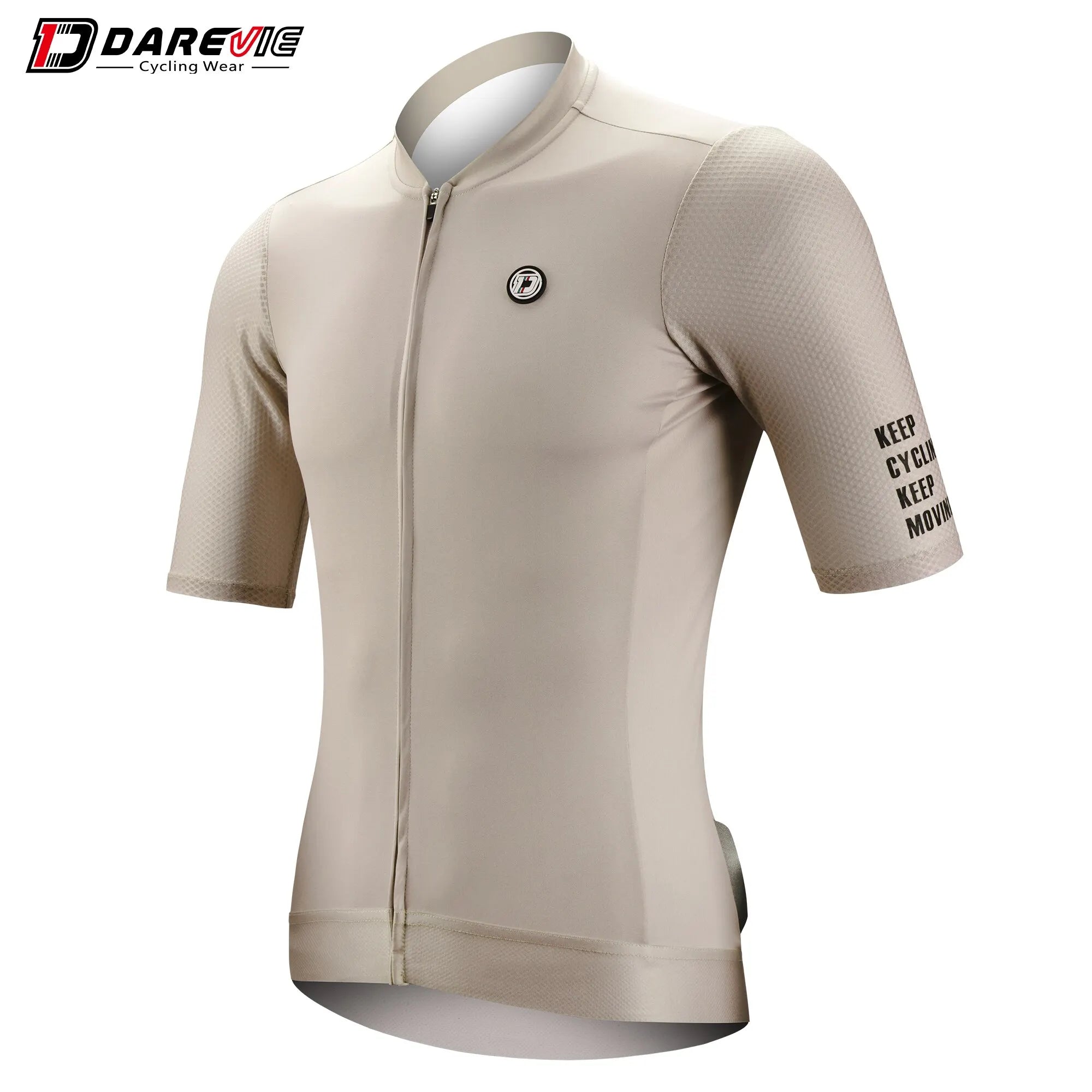 DAREVIE Cycling Jersey beige breathable high-performance bike shirt with SPF 50 and slim fit design