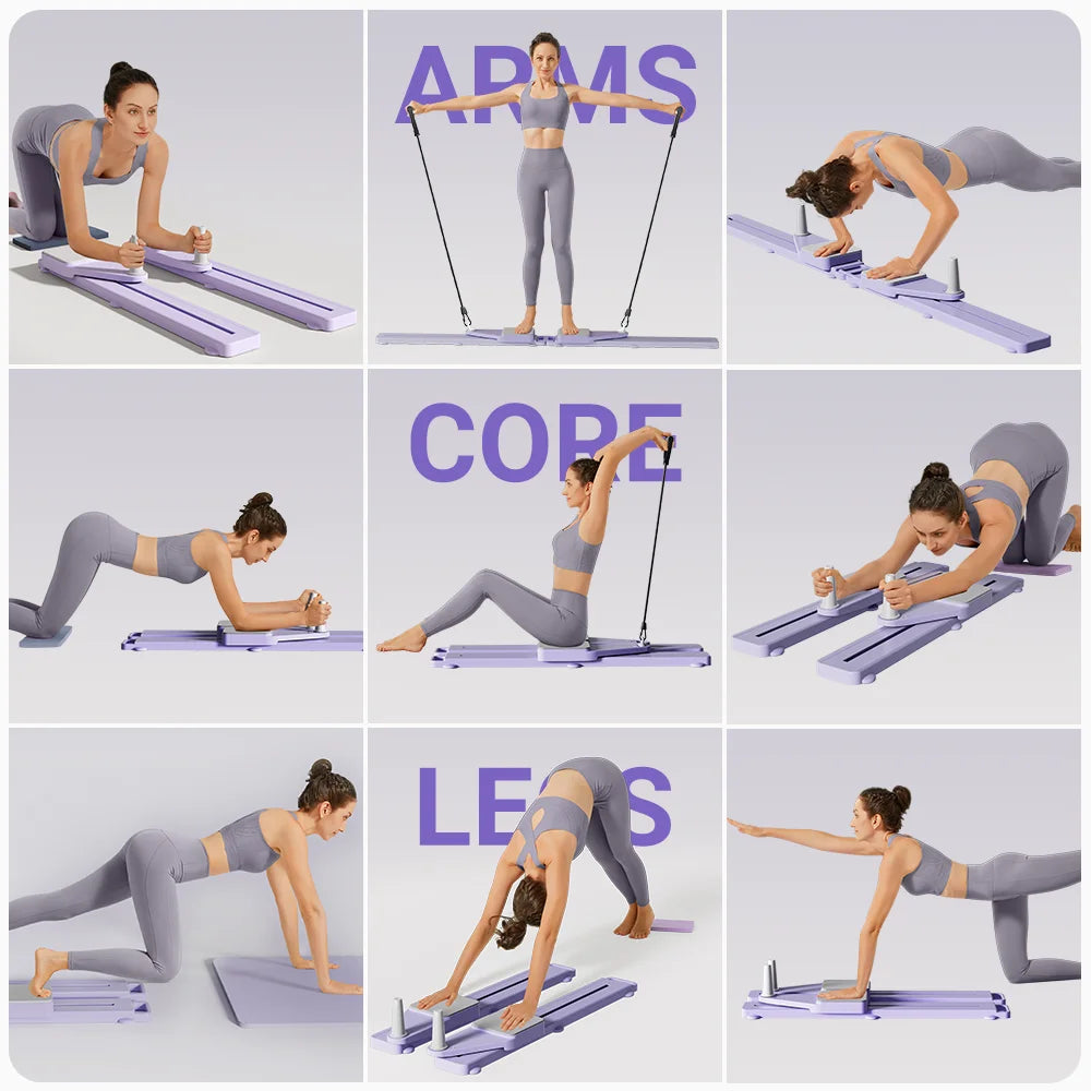 2-in-1 Abs & Ski Board portable core and leg trainer with resistance bands for full-body home workouts