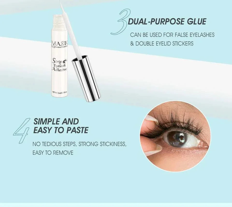 IMAGIC 5ml waterproof false eyelash extension glue with fast-dry, long-lasting, transparent formula for easy application and removal