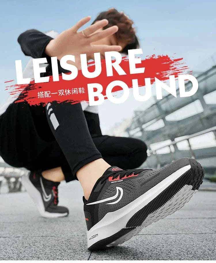 Men's lightweight running shoes with breathable mesh, non-slip rubber sole, and cushioned memory foam insole for athletic performance.