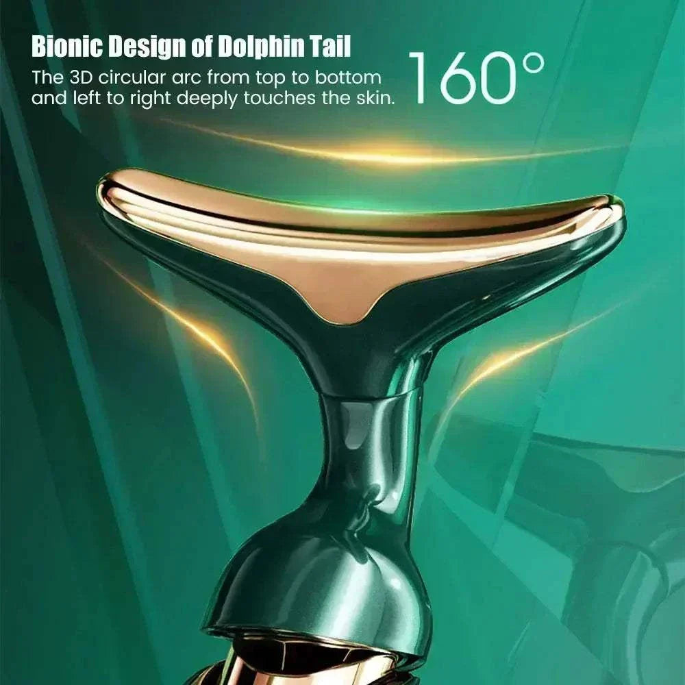 3-in-1 Facial Lifting Device with bionic dolphin tail design for face, neck, and eye massage and skin firming