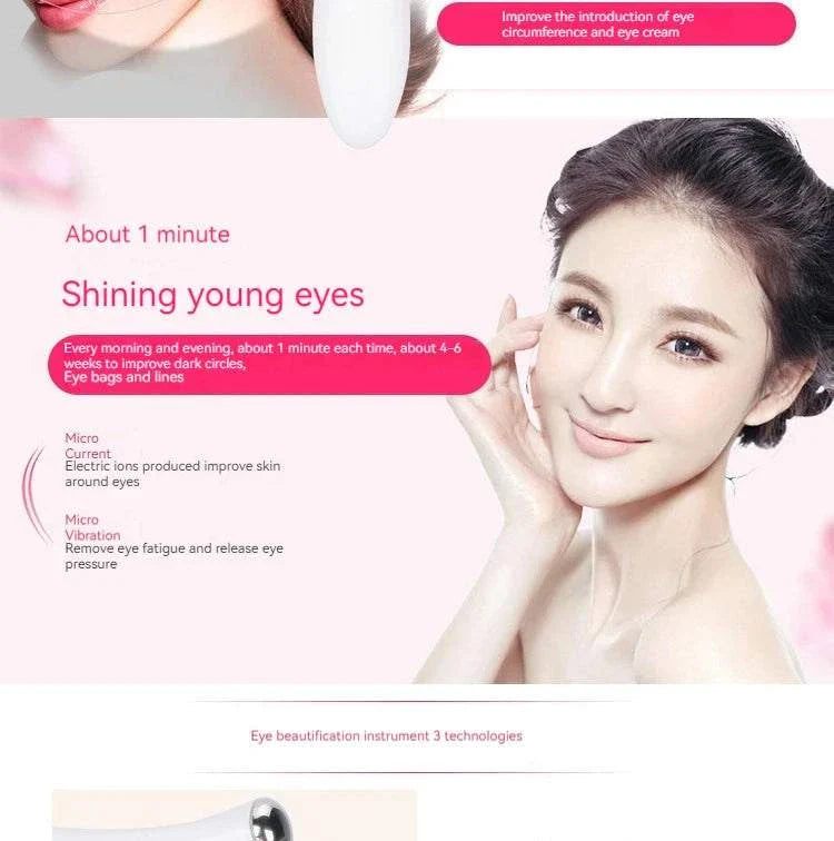 Home Electric Eye Massage Beauty Instrument for reducing puffiness, fine lines, and dark circles with gentle vibration and warm function.