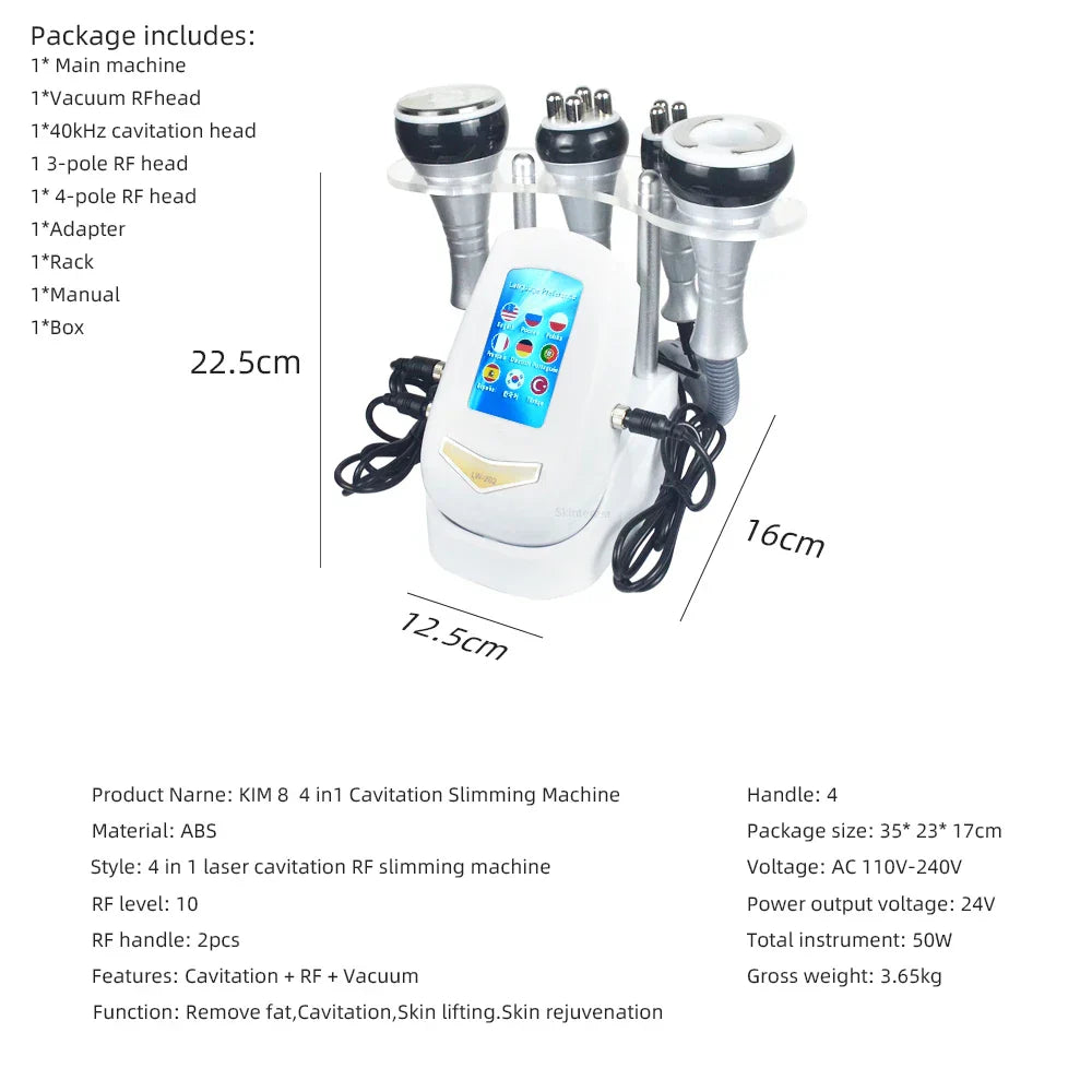 4 In 1 40k Cavitation ultrasonic body care tool with RF, EMS, and LED therapy for fat reduction and skin tightening