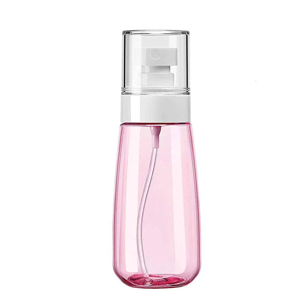 30ml pink mini travel spray bottle with fine mist nozzle and clear cap for hair, face, sanitizer, and plants, refillable and leak-proof