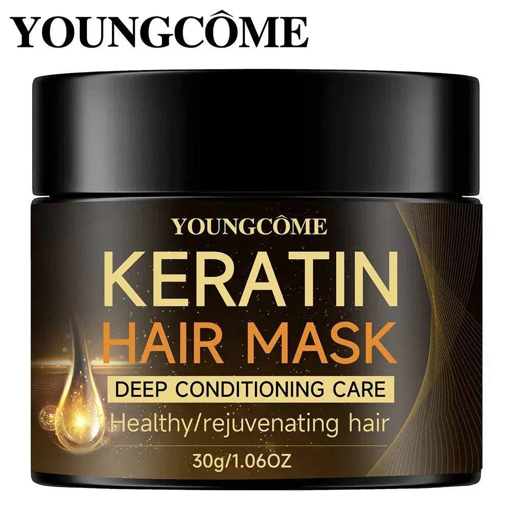Youngcome Keratin Hair Mask for deep conditioning and healthy, rejuvenating hair, 30g jar