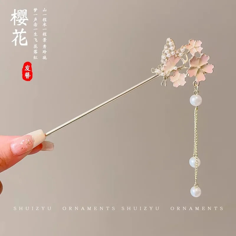 Elegant Chinese Style Flower Tassel Hairpin