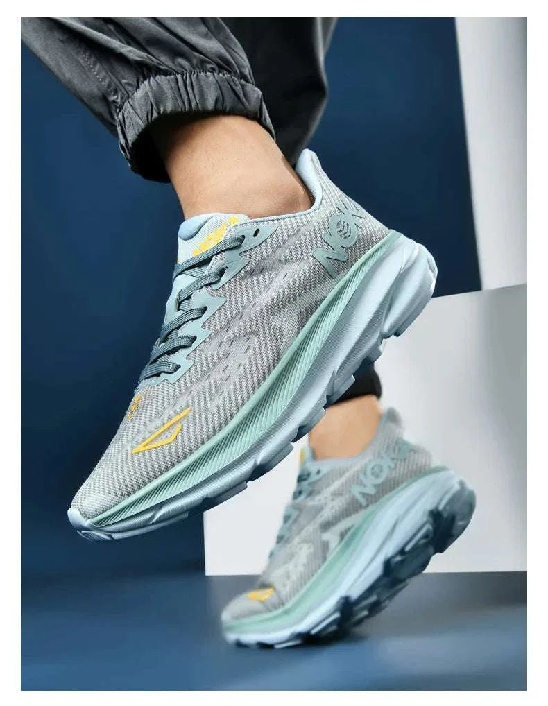 Lightweight carbon plate air cushion running shoes with breathable mesh upper and durable rubber outsole
