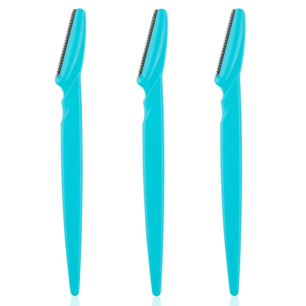 Blue eyebrow trimmer and face shaver set with precision blades for gentle hair removal.