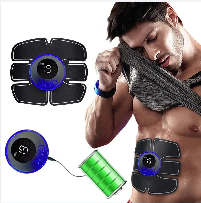 Abdominal muscle massager with EMS technology and USB rechargeable training patches for core and arm toning