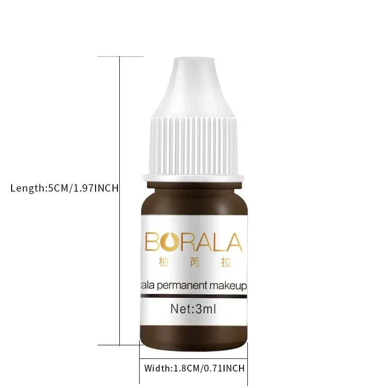 Borala 26 Colors 3ML permanent makeup tattoo pigment bottle for lips, eyebrows, and eyeliner with compact size and professional-grade formula