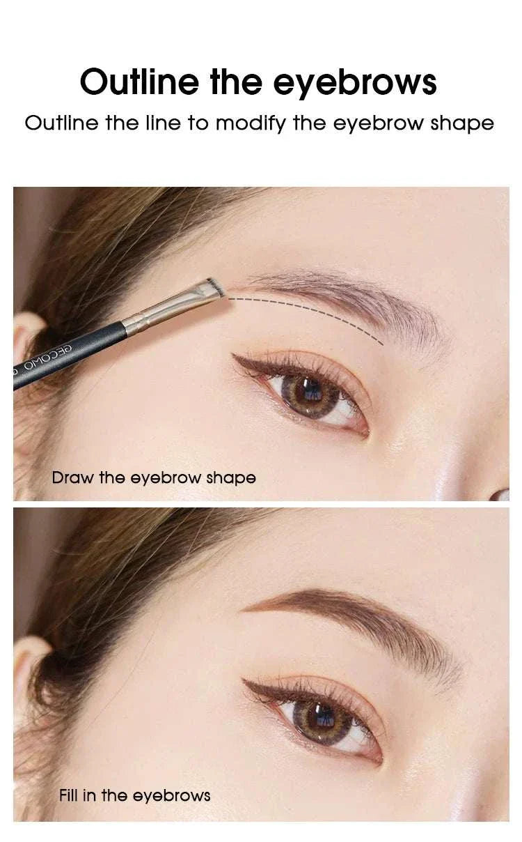 Eyeliner and eyebrow makeup brush set used to outline and fill in eyebrows for precise shaping and natural look