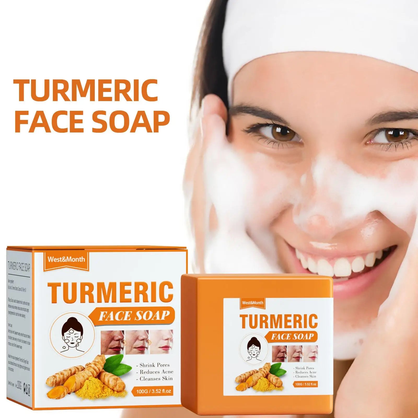 Turmeric face whitening and brightening serum and soap set for radiant, even-toned skin with dark spot correction and hydration