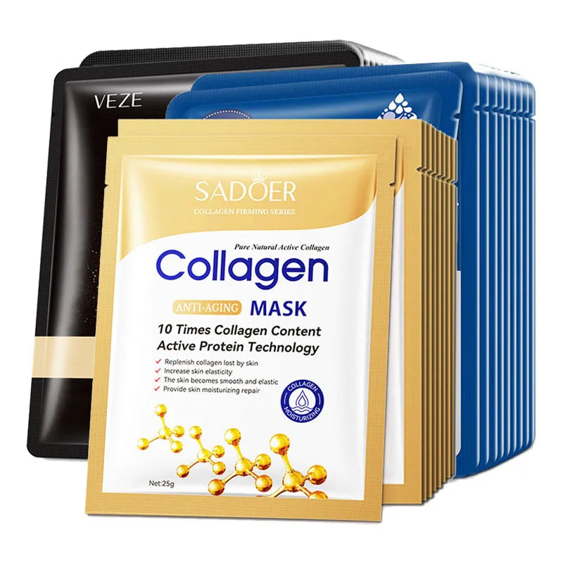 20pcs Hyaluronic Acid Collagen Face Masks for deep hydration, firming, and skin rejuvenation