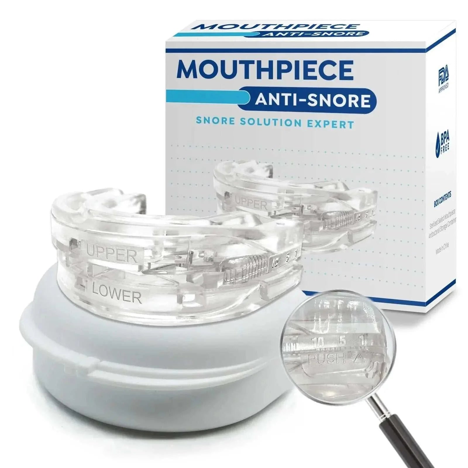 Adjustable anti-snoring mouth guard sleep aid mouthpiece for snoring and teeth grinding relief