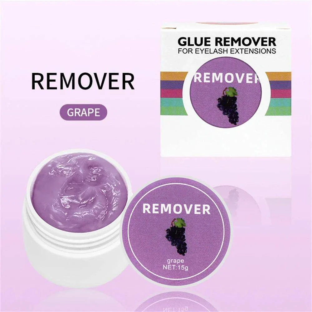 Grape-scented eyelash glue remover cream in 15g jar for safe and gentle lash extension removal