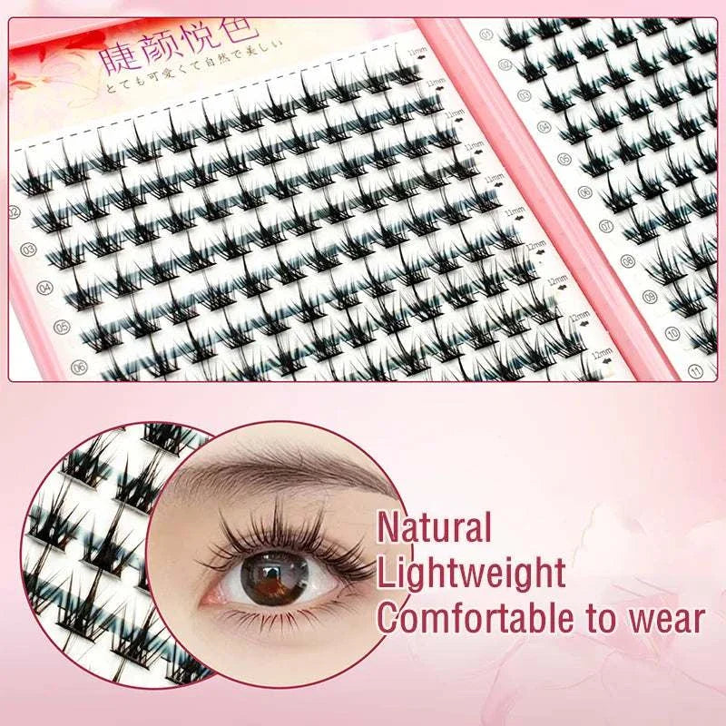 Flowerknow Eyelash Extension Book with 32 rows of natural lightweight cluster lashes for comfortable professional and personal use