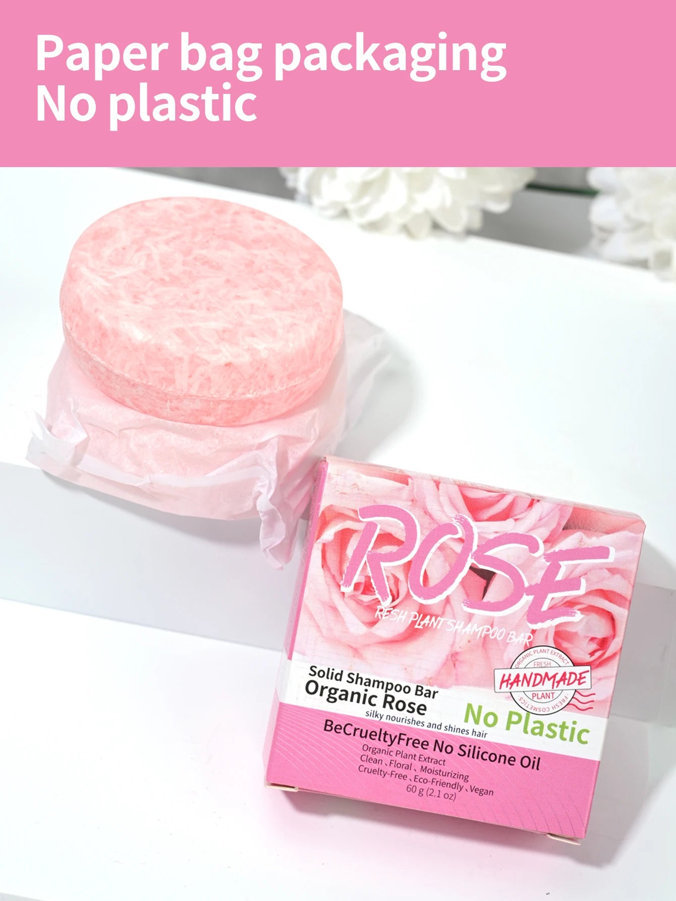 Pink rose shampoo soap, essential oil, handmade soap