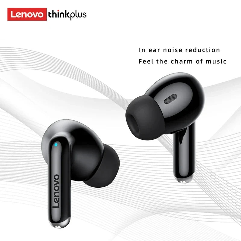 Lenovo Thinkplus XT88 black in-ear Bluetooth earphones with noise reduction and ergonomic design