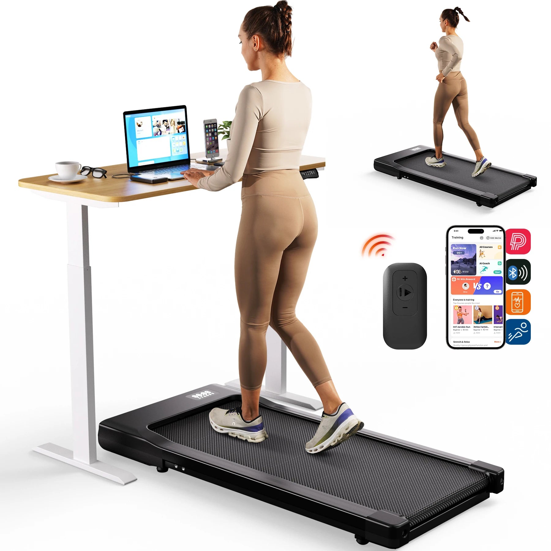 2 in 1 Walking Pad Under Desk Treadmill – Portable Home & Office Fitness