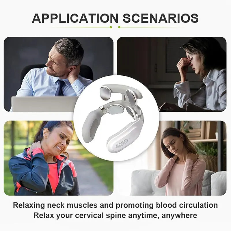 4D neck massage machine with heat, vibration, and light therapy for neck muscle relief and cervical spine support