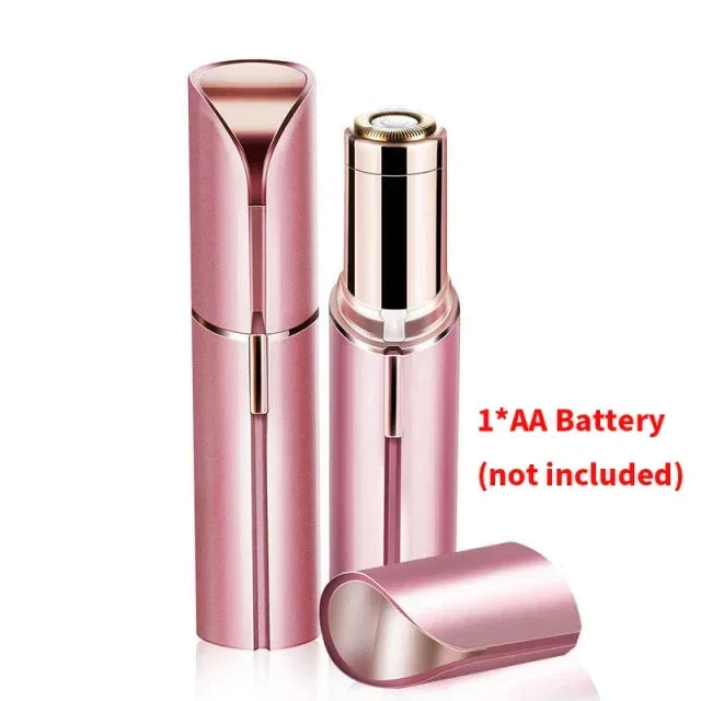 Compact pink mini electric facial hair removal razor for women with protective cap, battery-powered, portable and precise grooming tool