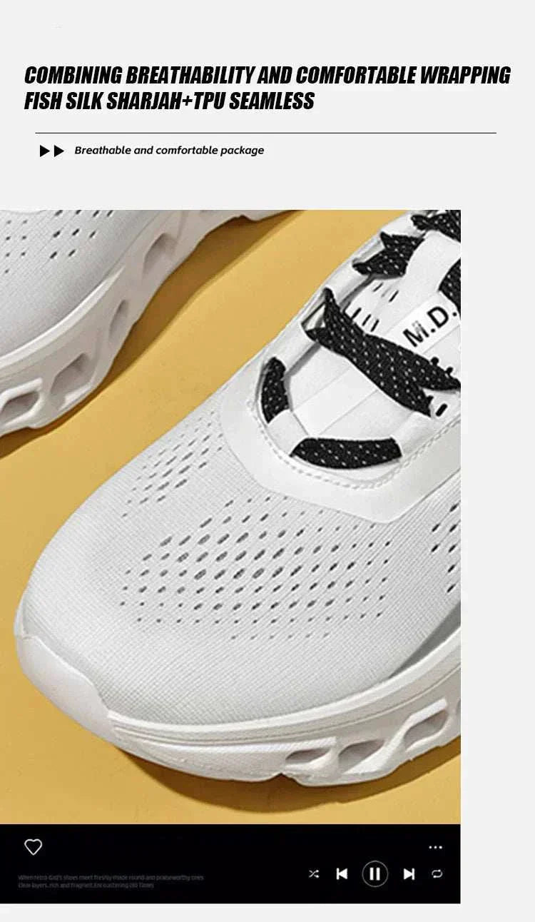 White ultraboost men's running shoe with breathable mesh upper and ergonomic design