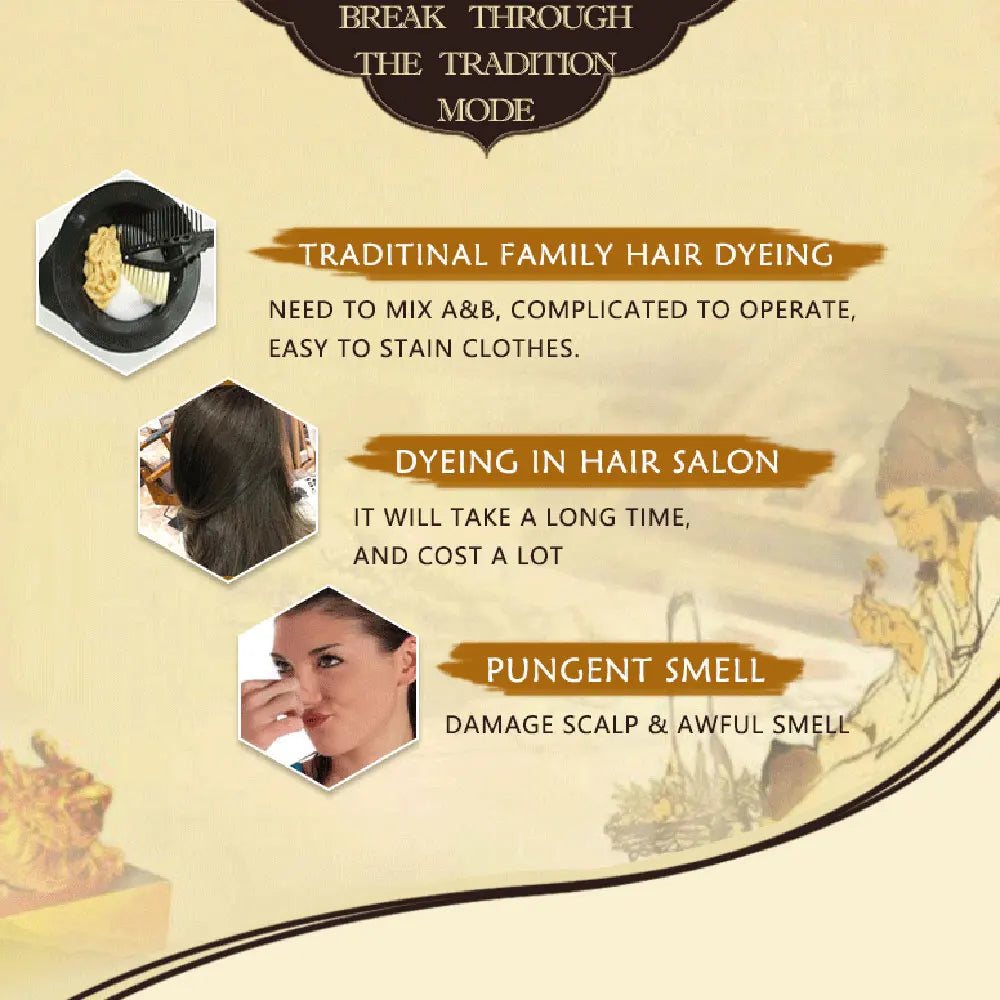 500ml organic permanent hair dye shampoo natural plant-based fast gray coverage safe for sensitive scalps