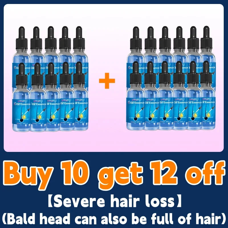 Blue Bottle Hair Growth serum set with dropper bottles for hair loss treatment and hair follicle stimulation