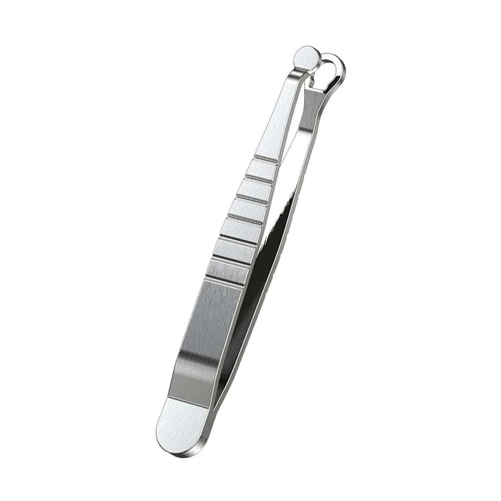 Stainless steel manual nose hair trimmer with safe round-head design and compact travel-friendly size