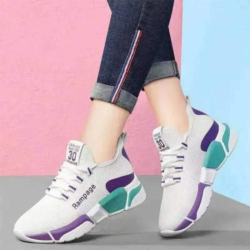 Lightweight fashionable women's shoes with breathable material, secure lace-up closure, and durable sole for casual and sporty wear.