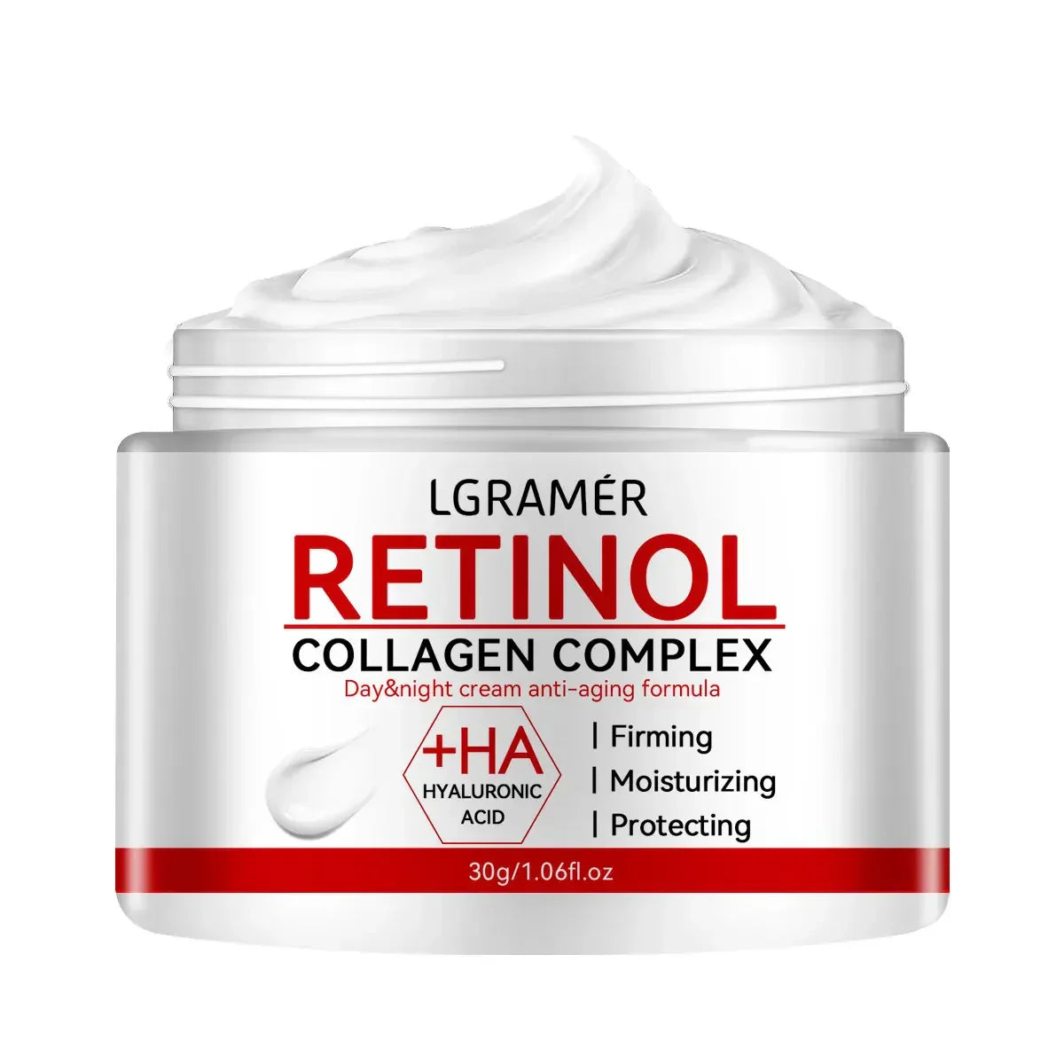 Retinol Lifting & Firming Collagen Cream jar with white moisturizing cream, anti-aging collagen and hyaluronic acid formula