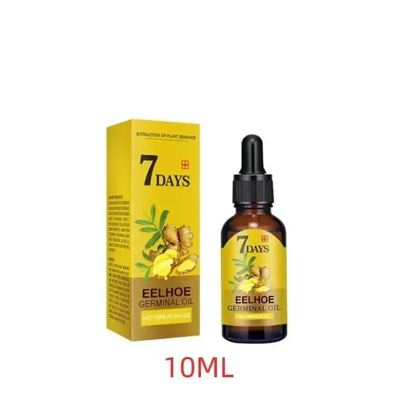 7 Day Rapid Growth ginger-infused anti hair loss treatment serum in 10ml bottle with yellow packaging and dropper for scalp nourishment and hair regrowth