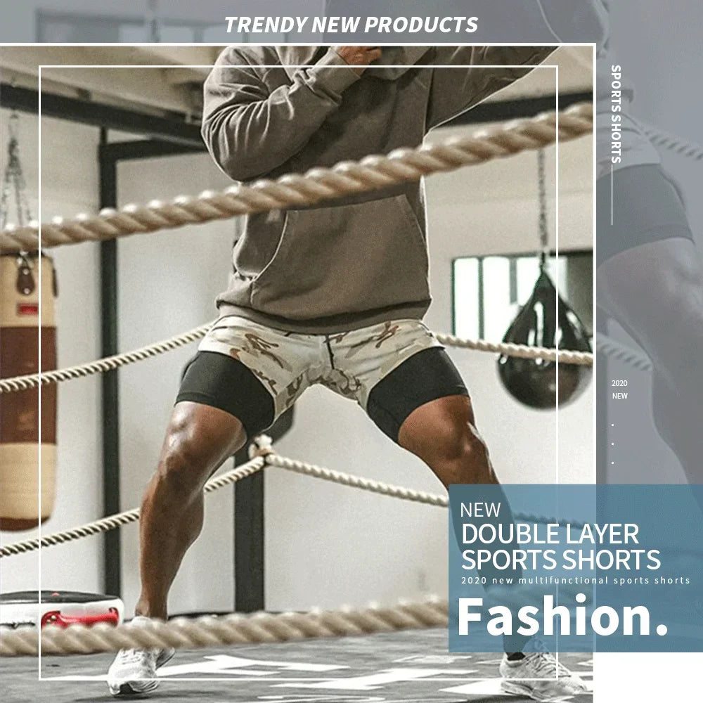 Summer Men’s Double Layer Sports Shorts