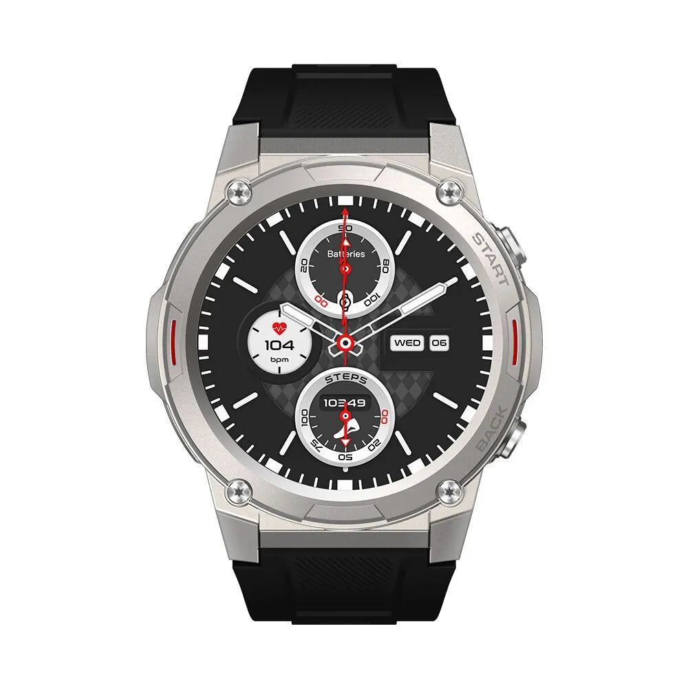 Zeblaze VIBE 7 PRO smartwatch with 1.43" AMOLED display, Bluetooth calling, rugged design, fitness tracking, and health monitoring features