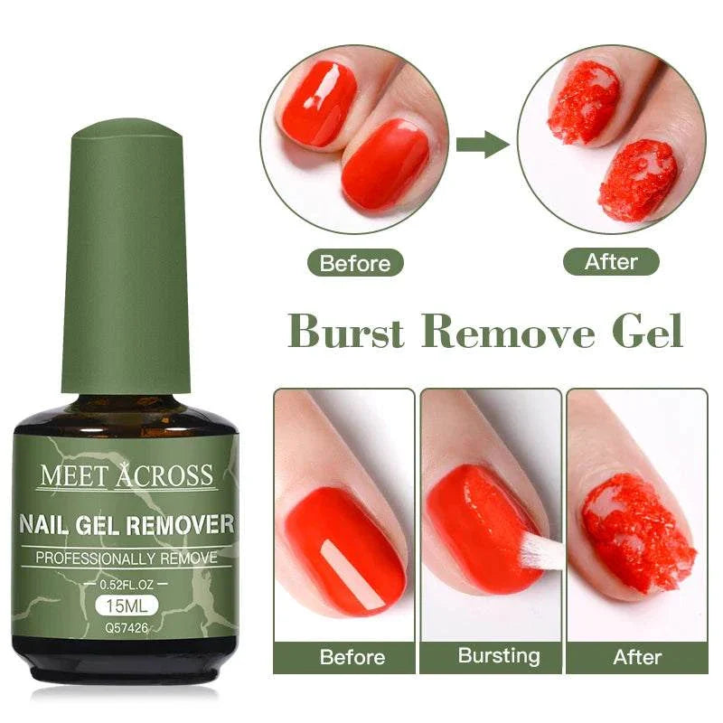 Fast Nail Gel Polish Remover bottle with before and after images of gel nail polish removal