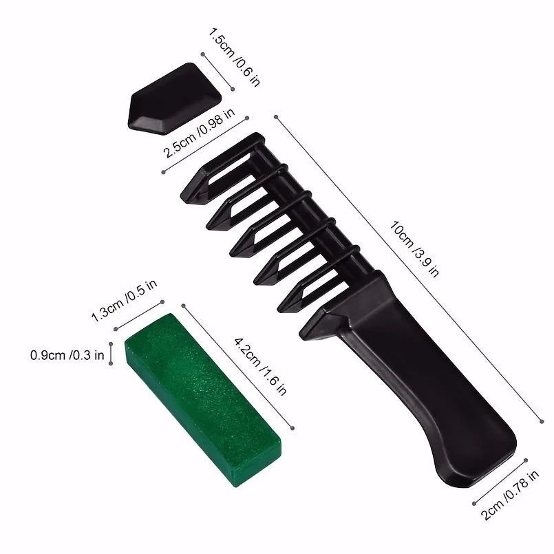 10-Color mini hair dye comb set with measuring dimensions for temporary colorful hair application