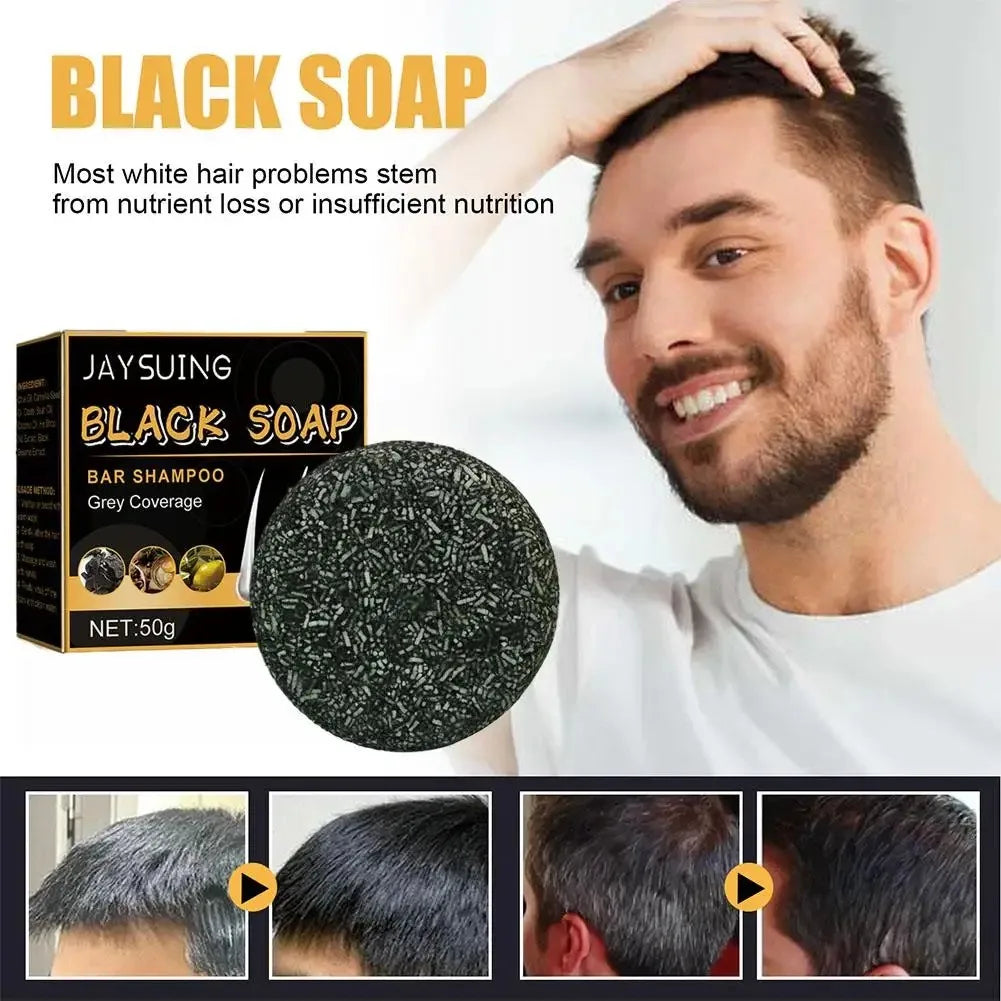 Polygonum Black Hair Soap bar for natural gray hair darkening and nourishing shampoo with herbal ingredients for men and women