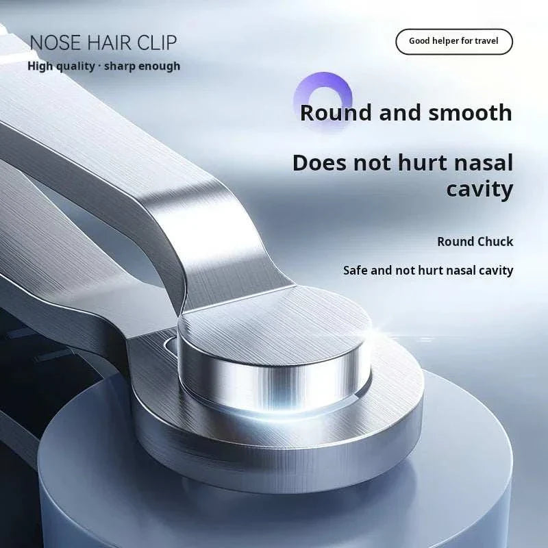 Stainless steel manual nose hair trimmer with round smooth head for safe and precise grooming.