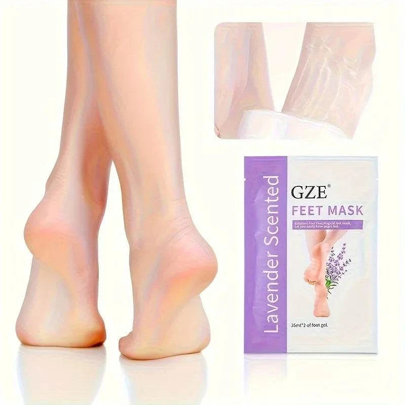 GZE Foot Peel Mask lavender scented for exfoliating and softening feet with natural botanical ingredients