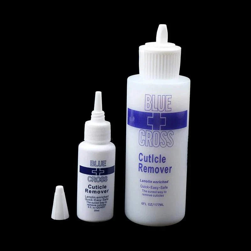 Blue Cross Foot Cuticle Remove bottle duo for exfoliating and softening feet cuticles