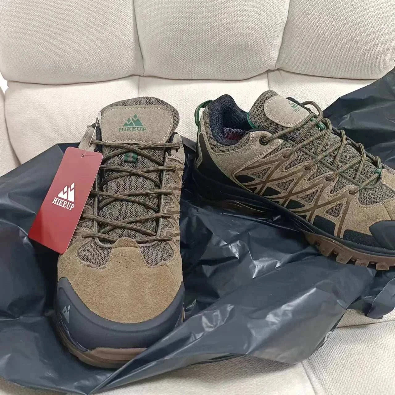 Men's Hiking Shoes HIKEUP brown durable all-terrain hiking shoes with superior grip and breathable design