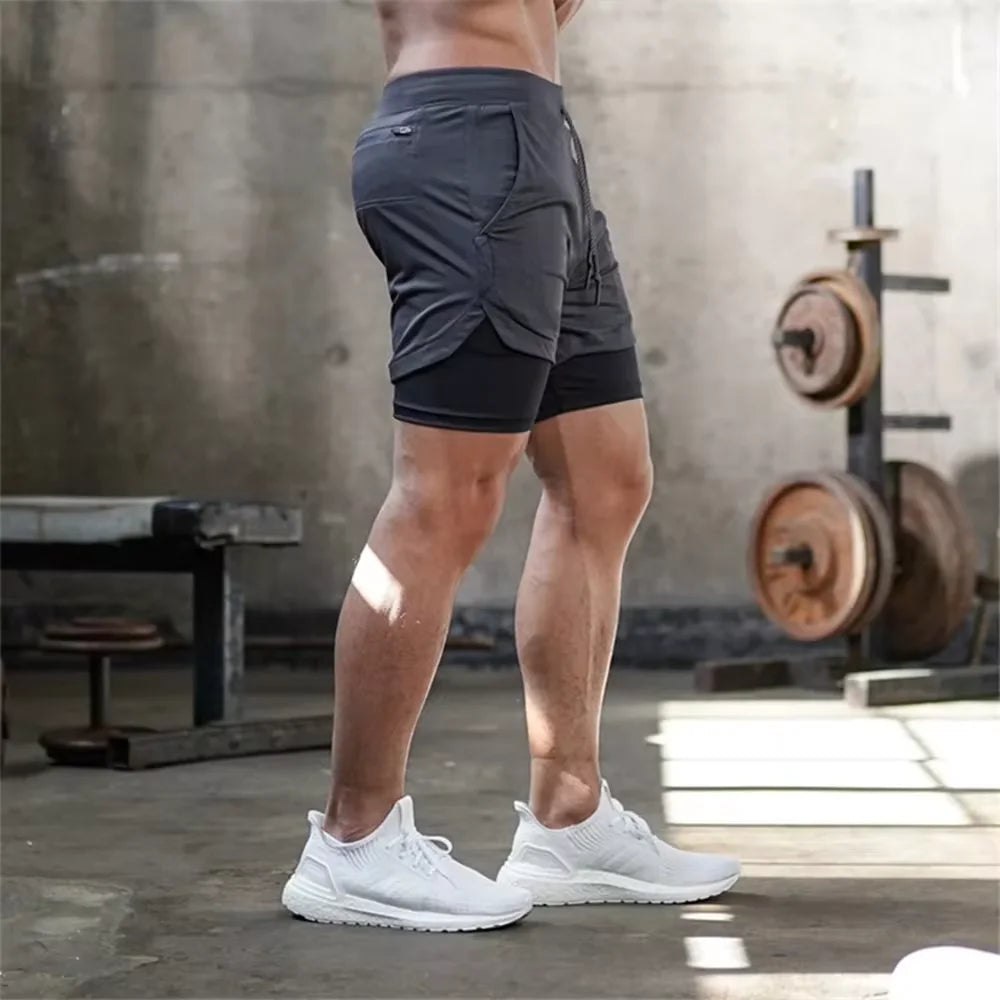 Summer Men’s Double Layer Sports Shorts