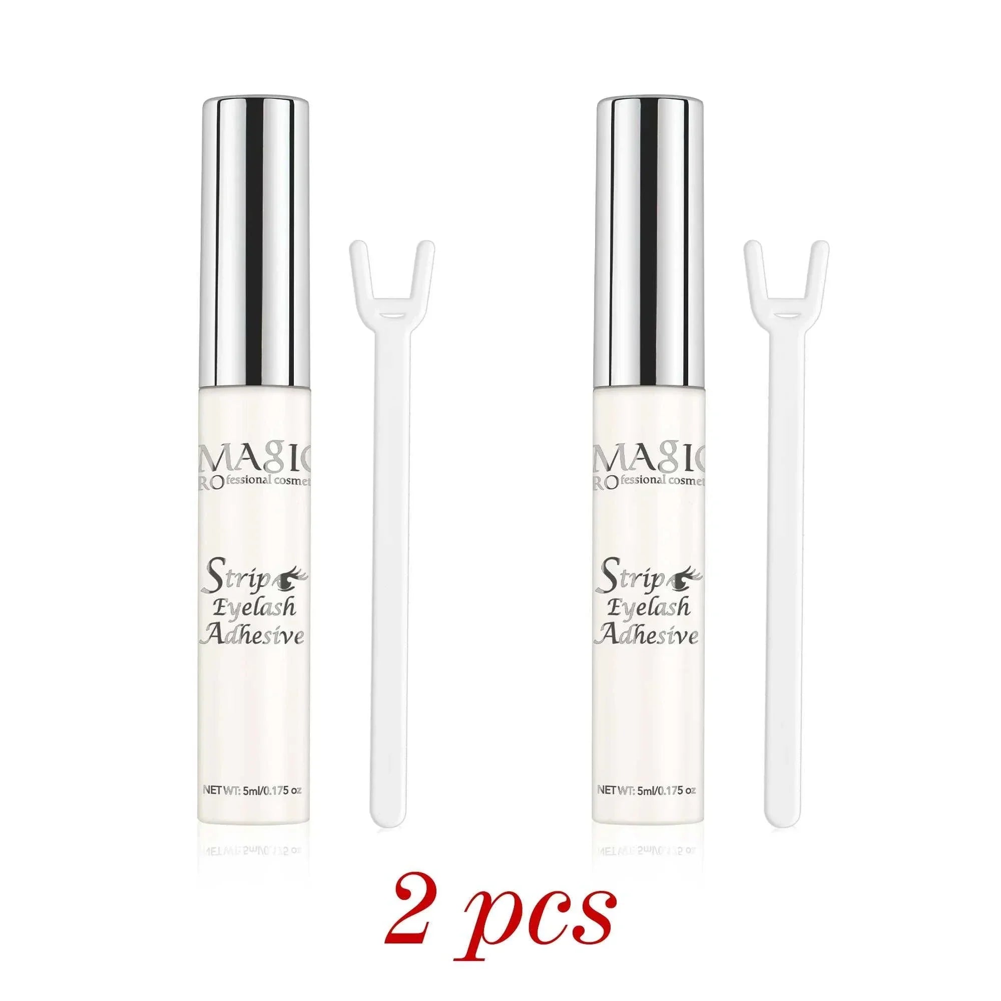 IMAGIC 5ml false eyelash extension glue with waterproof, fast-dry, long-lasting transparent formula, includes two bottles and applicators