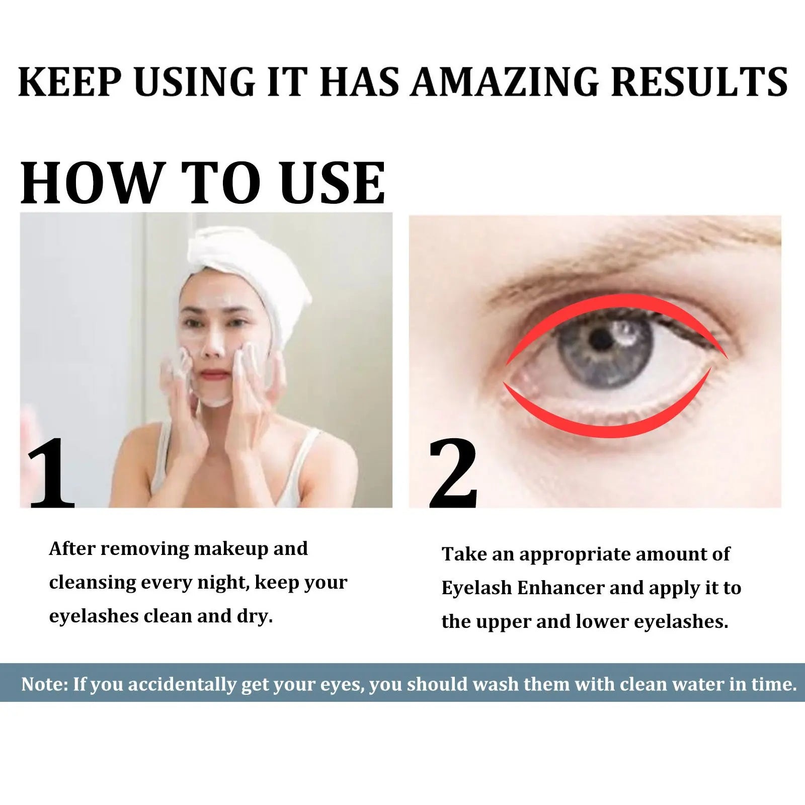 How to use Eyelash Enhancer Serum for longer, thicker lashes with clean skin and precise application on upper and lower lashes