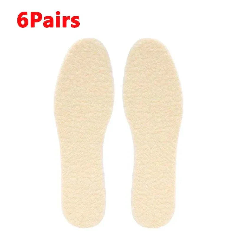 Natural lamb fleece insoles for warmth, cushioning, moisture-wicking, and trim-to-fit comfort, pack of 6 pairs